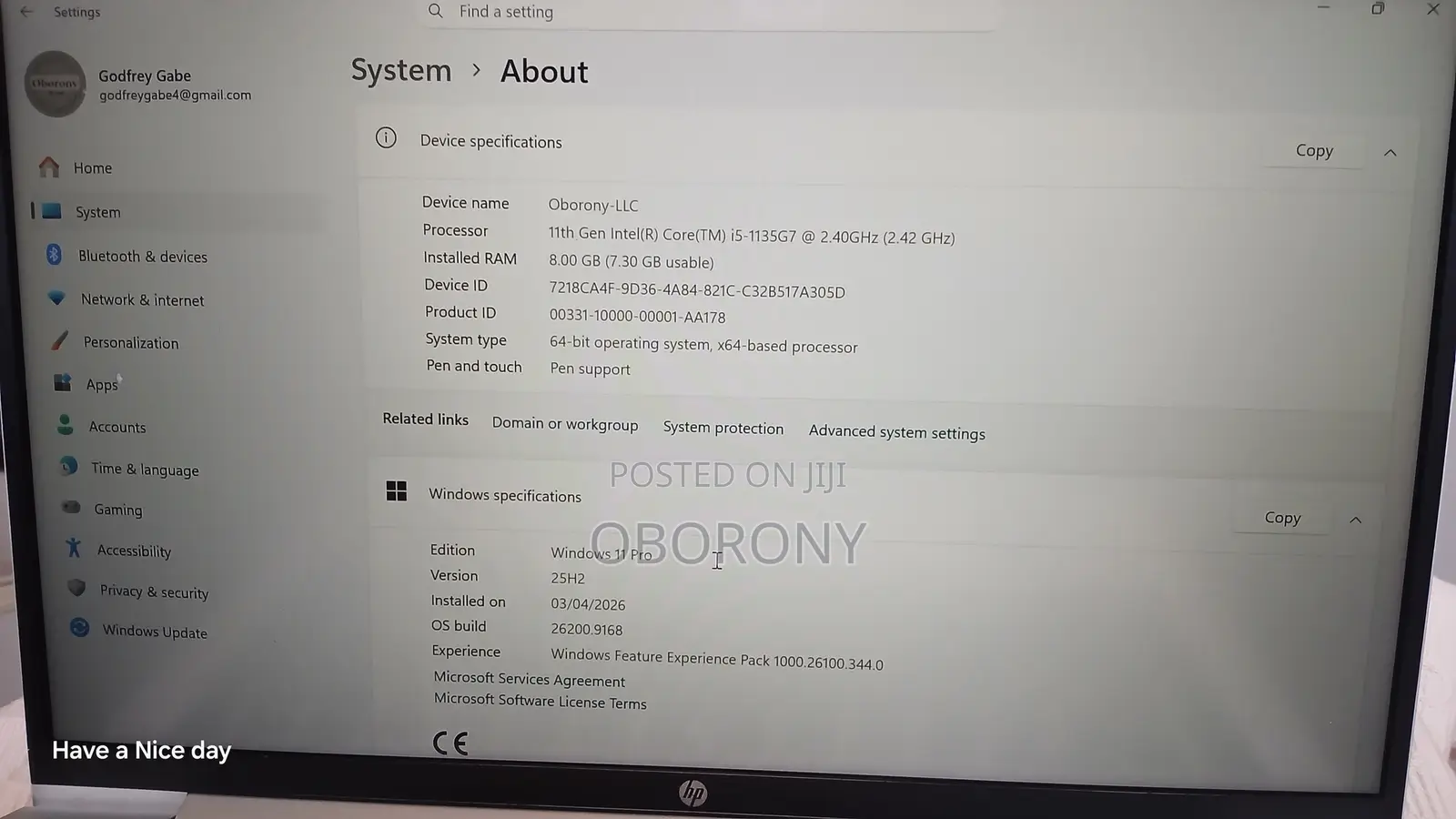 Laptop HP ProBook 440 G8 8GB Intel Core i5 SSD 256GB