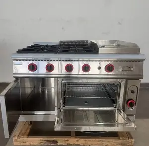 4 Burners Commercial Gas Range With Gas Griddle and Oven