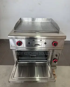Commercial Gas Griddle (2/3 Flat, 1/3 Grooved) With Gas Oven