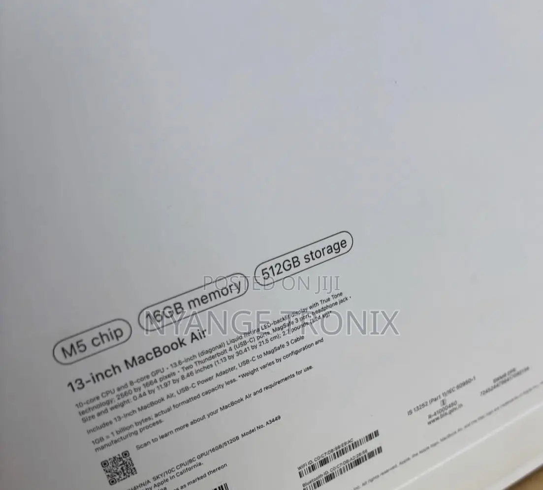 New Laptop Apple MacBook Air 2026 M5 16GB Apple M5 SSD 512GB