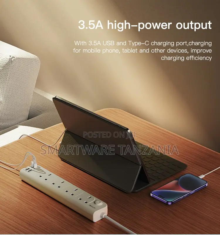 Yesido Power Socket PD20W Multi-Function Power Strip, 6 Outlets, 2m