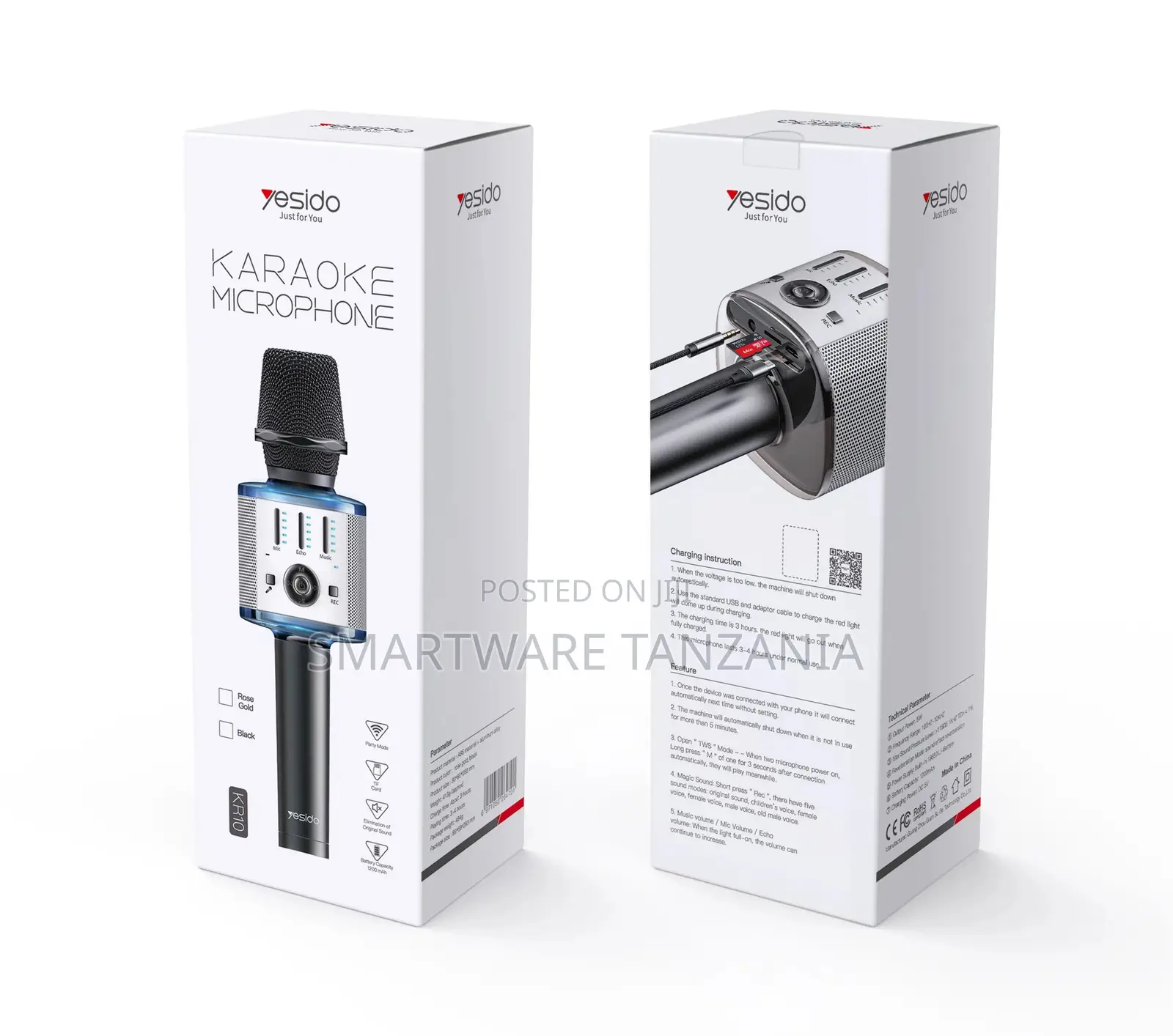 Yesido Karaoke Microphone With Bluetooth Connectivity, Rechargeable