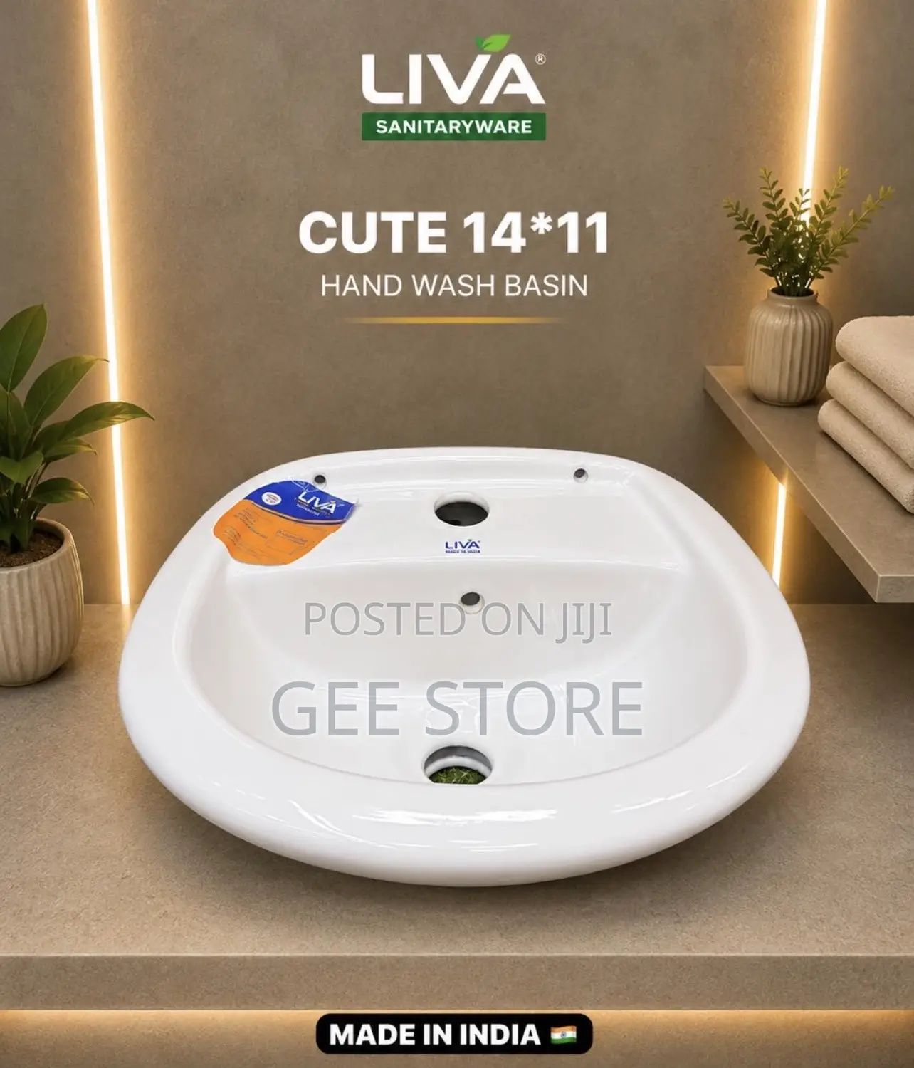 Liva Sanitaryware Cute 14*11 Hand Wash Basin