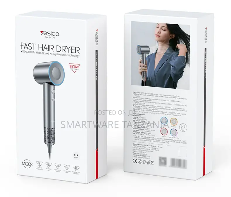 Yesido Fast Hair Dryer With 110000 RPM High-Speed and 1600W Power