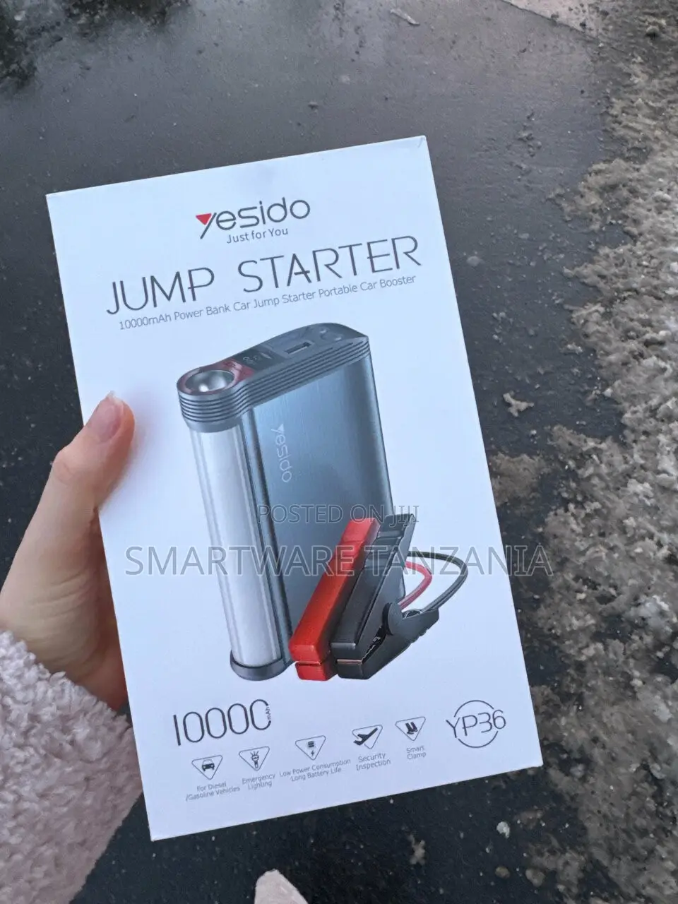 Yesido Jump Starter 10000mAh Portable Car Booster With Smart Clamps