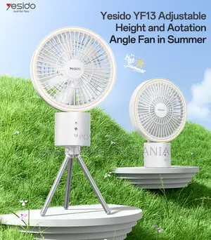 Yesido Portable Outdoor Fan, Dual-Use Hanging/Standing, LED Light