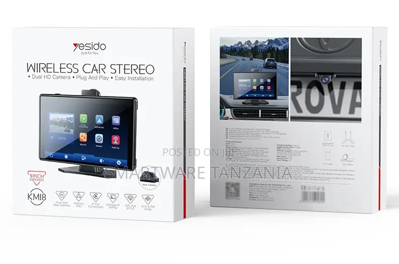 Yesido Wireless Car Stereo With 9-Inch HD Display and Dual HD Camera