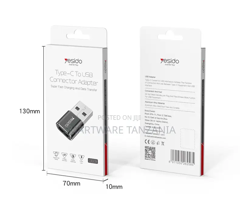 Yesido Type-C to USB Connector Adapter, Aluminum, Fast Data Transfer