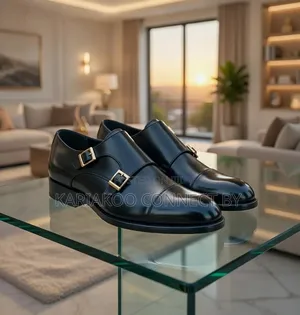 Men's Classic Black Double Monk Strap Shoes
