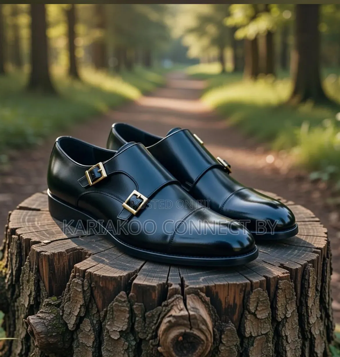 Men's Classic Black Double Monk Strap Shoes