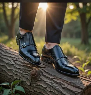 Men's Classic Black Double Monk Strap Shoes