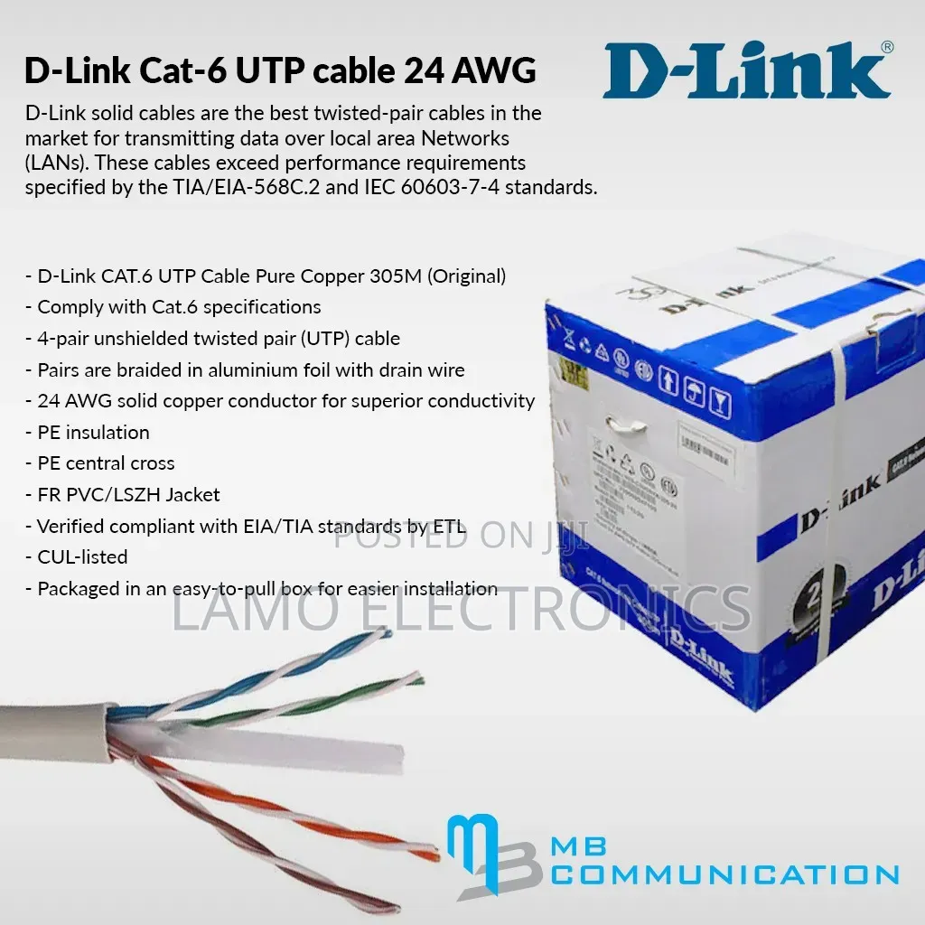 D-Link Cat6 Pure Copper (305m) Cable