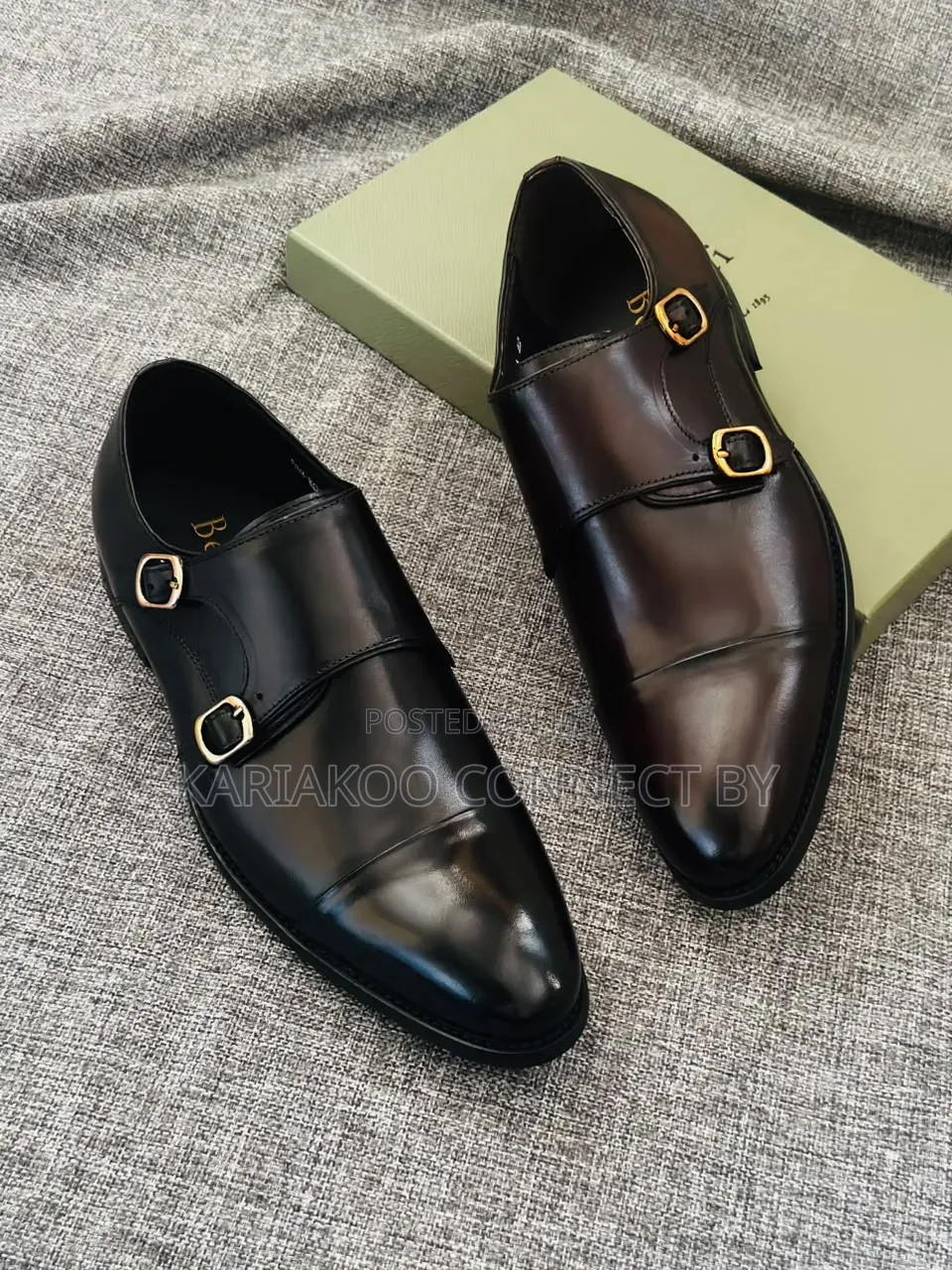 Men's Classic Double Monk Strap Leather Shoes