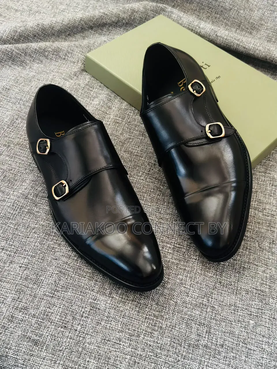 Men's Classic Double Monk Strap Leather Shoes
