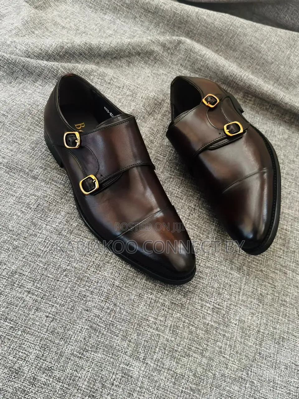 Men's Classic Double Monk Strap Leather Shoes