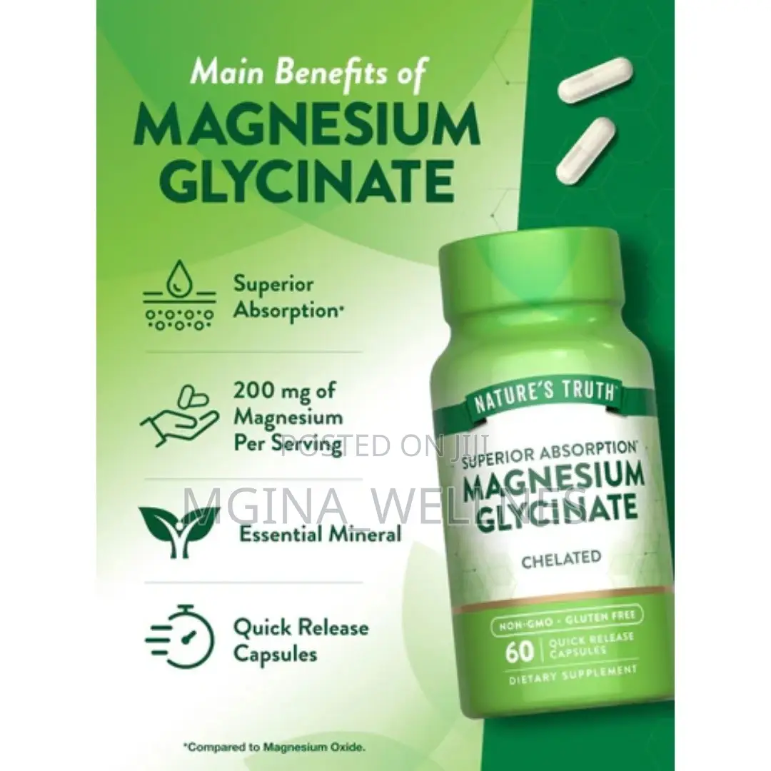 Nature’s Truth Chelated Magnesium Glycinate (60 Quick-Release Capsules