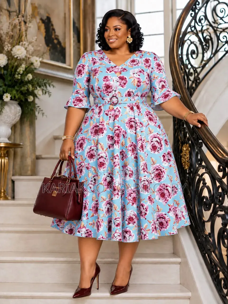 Classic Vintage Floral Print Flare Dress