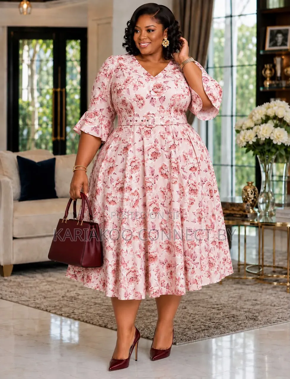 Classic Vintage Floral Print Flare Dress