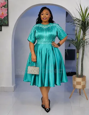 Elegant Crystal-Embellished Satin Silk Party Dress
