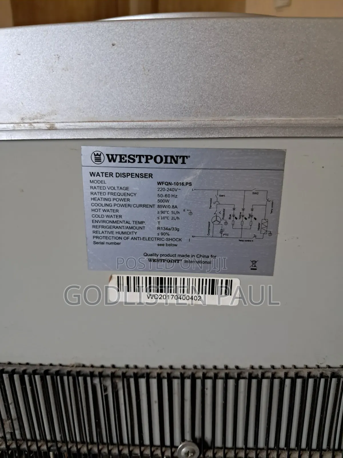 Westpoint Water Dispenser, Module WFQN1016.PS