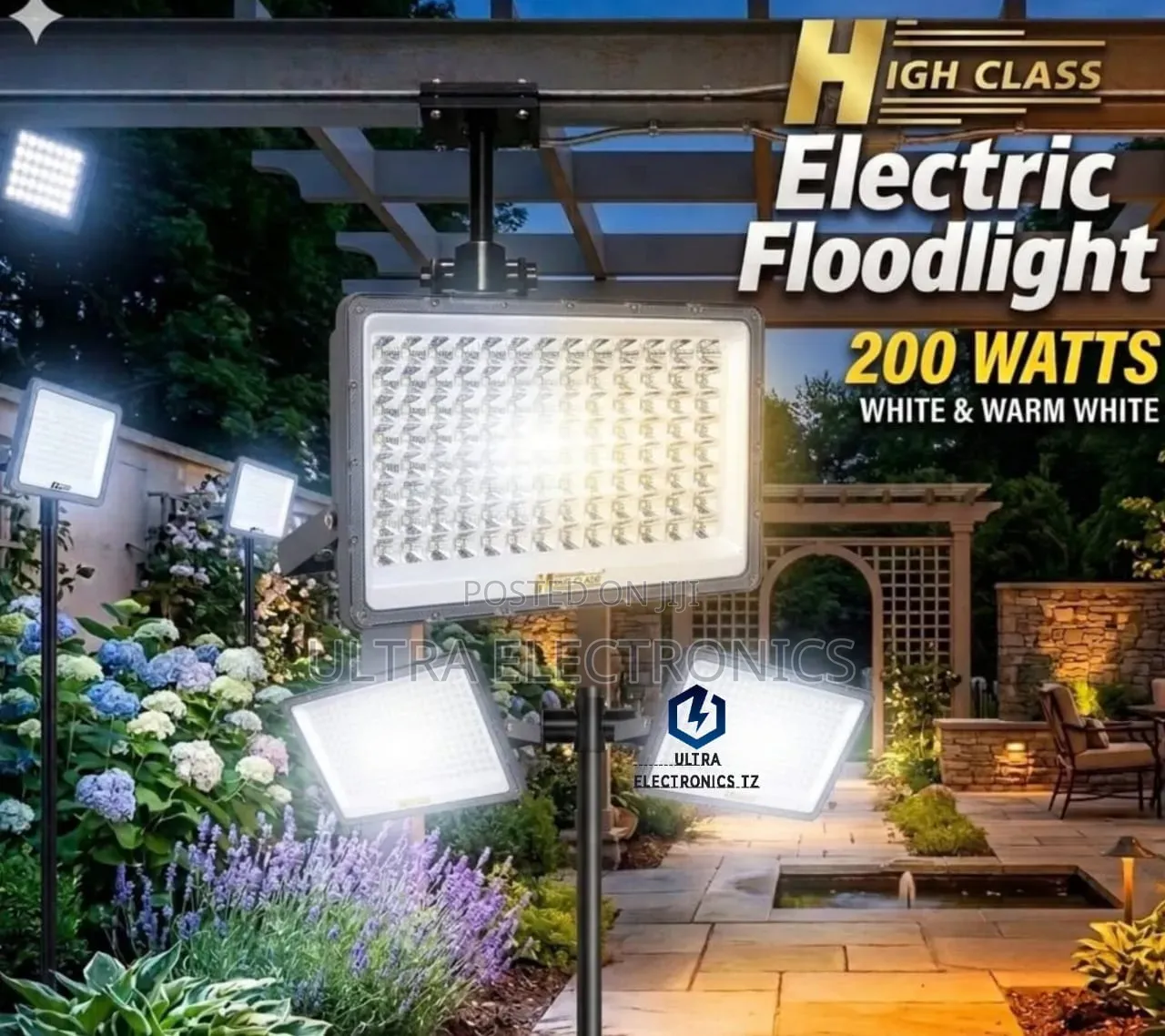 High Class ELECTRIC FloodLIGHTS 200 Watt White and Warm White