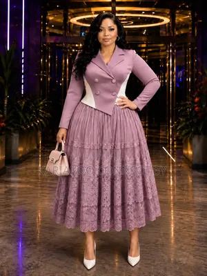 Elegant Lace-Skirt Blazer Midi Dresses.