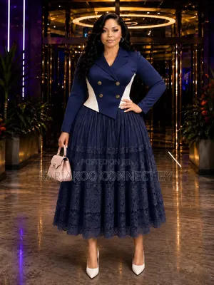 Elegant Lace-Skirt Blazer Midi Dresses.