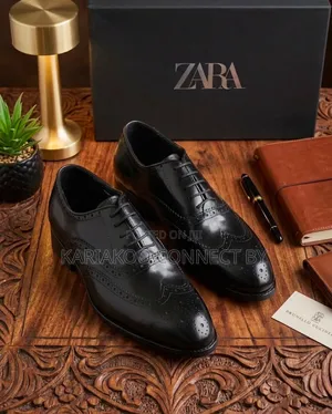 ZARA Men's Classic Leather Wingtip Oxfords