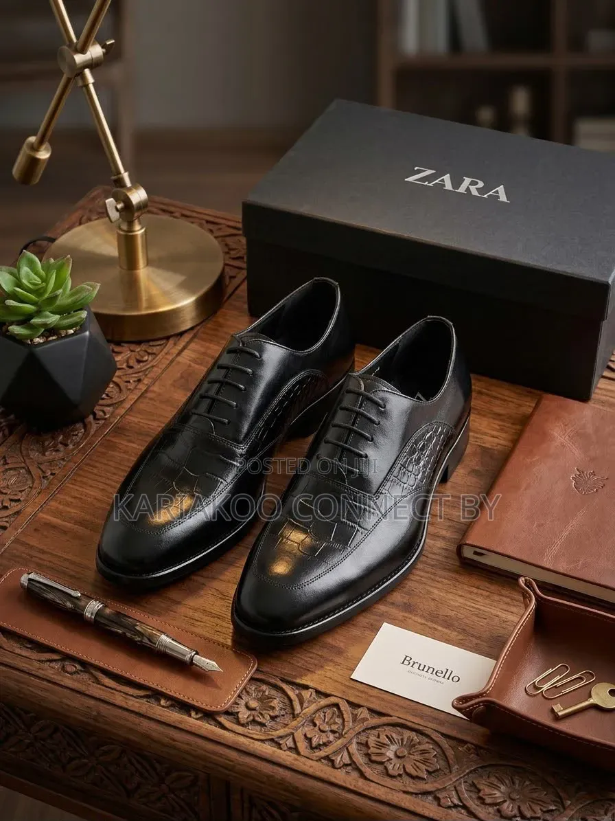 ZARA Men's Classic Leather Wingtip Oxfords