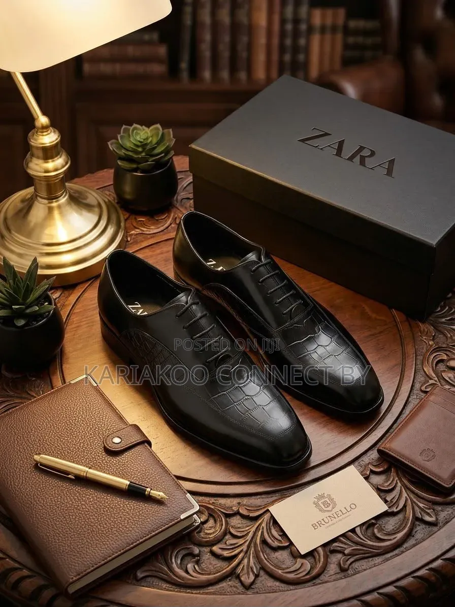 ZARA Men's Classic Leather Wingtip Oxfords