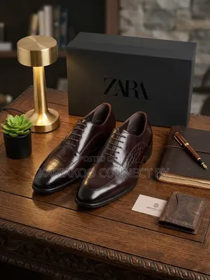 ZARA Men's Classic Leather Wingtip Oxfords