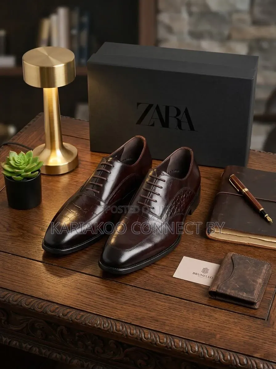 ZARA Men's Classic Leather Wingtip Oxfords