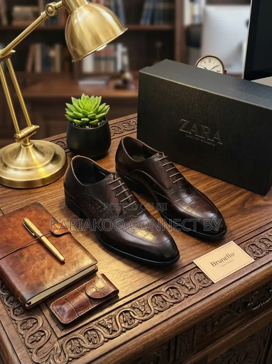 ZARA Men's Classic Leather Wingtip Oxfords