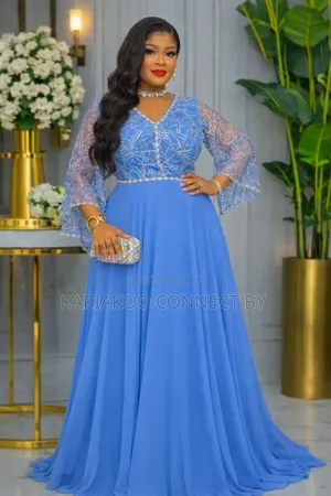 Women’s Sequined Bell-Sleeve Chiffon Gown