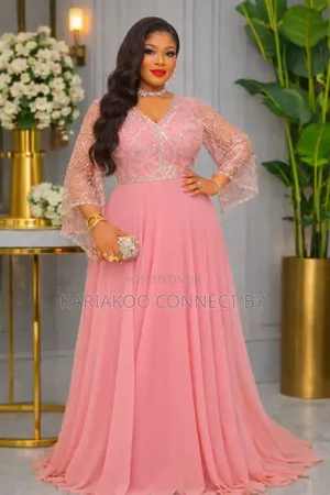Women’s Sequined Bell-Sleeve Chiffon Gown