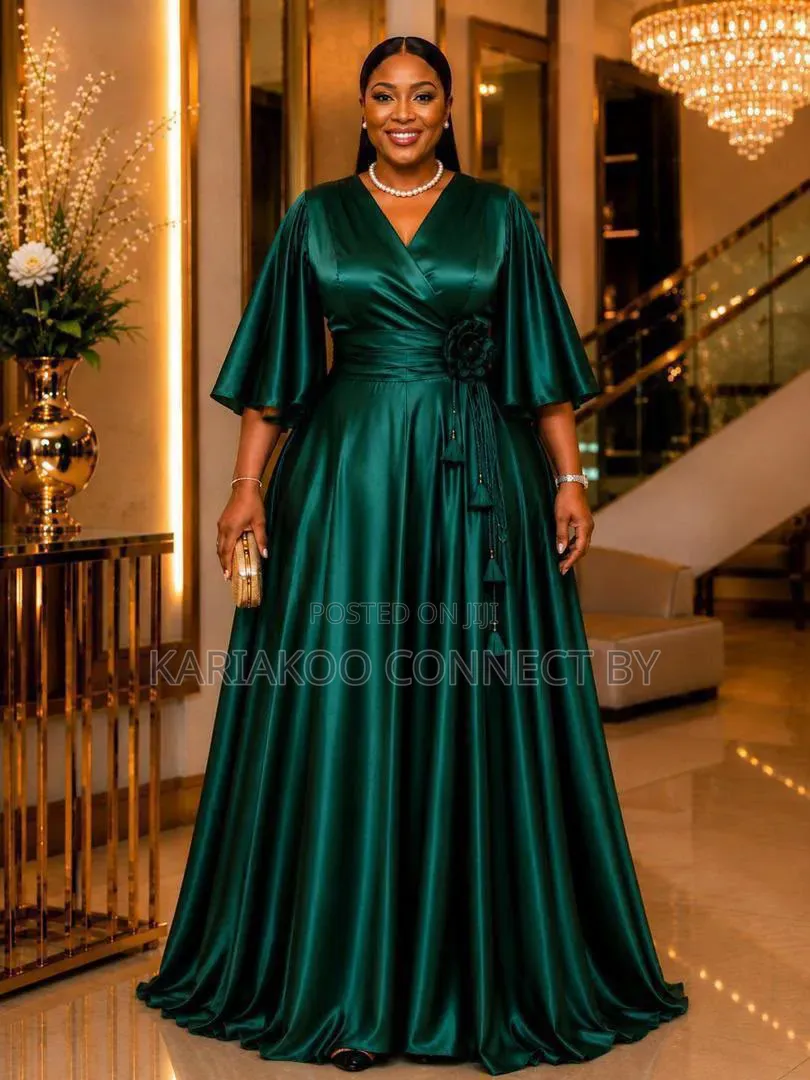 Luxury Silk Satin Wrap Maxi Gown
