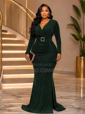 Elegant v-Neck Long Sleeve Mermaid Dress