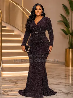 Elegant v-Neck Long Sleeve Mermaid Dress