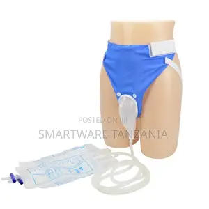 Urinary Drainage Bag With Blue Fabric Brief and Silicone Catheter
