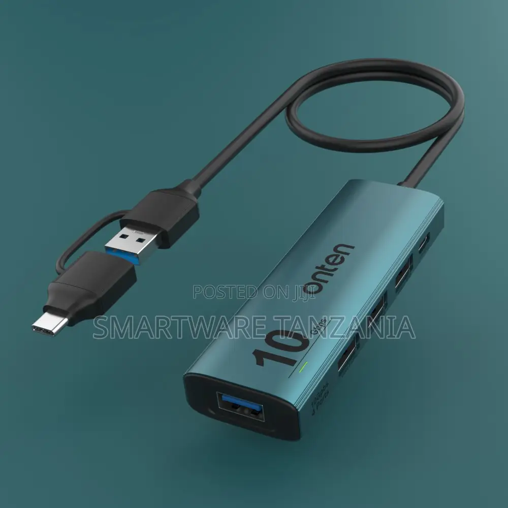USB 3.2 Gen 2 10G 4-Port Hub, 5-in-2 Adapter With Power Delivery