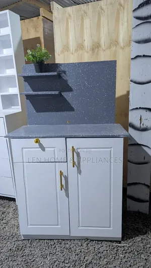 Kitchen Cabinet Milango Miwili Grey Color and White