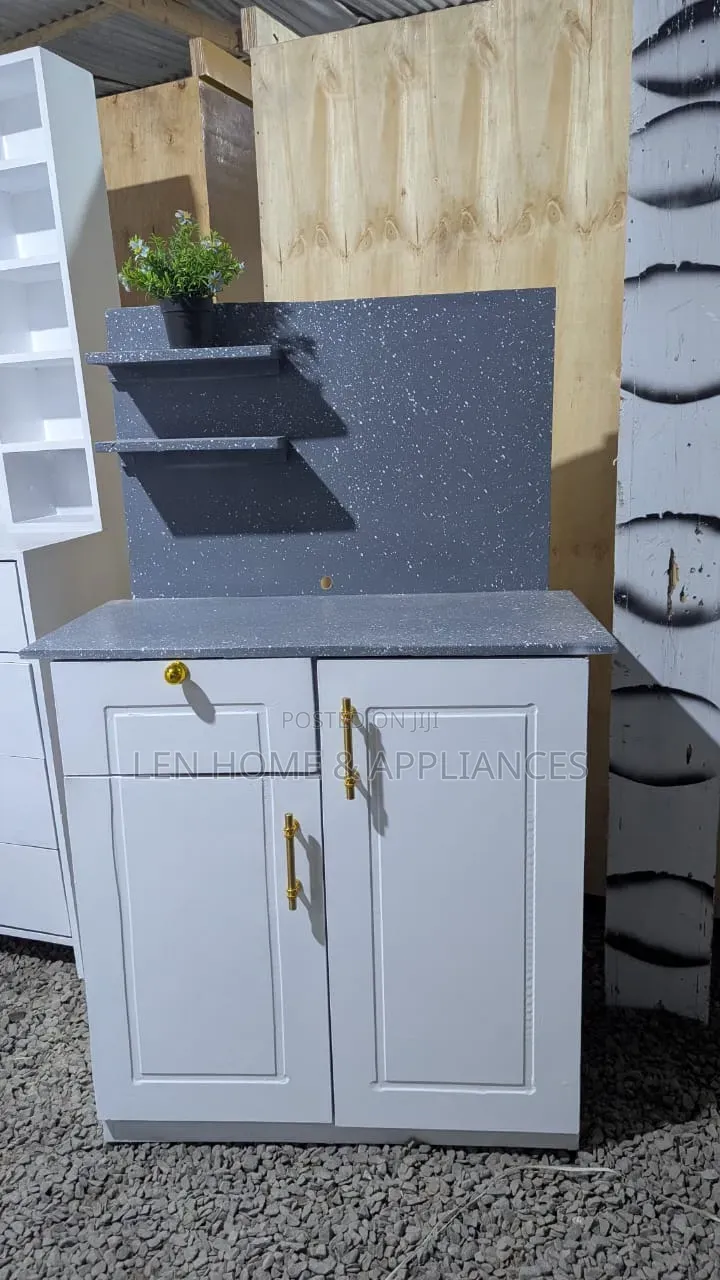 Kitchen Cabinet Milango Miwili Grey Color and White