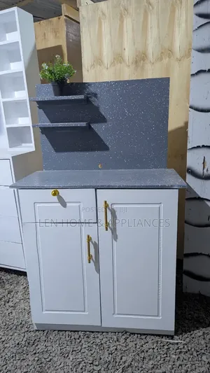 Kitchen Cabinet Milango Miwili Grey Color and White