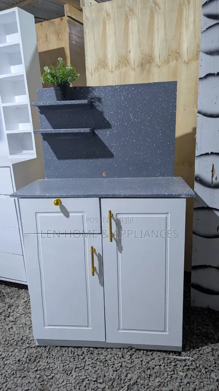 Kitchen Cabinet Milango Miwili Grey Color and White