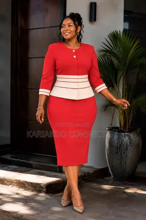 ​Elegant Color-Block Peplum Suit