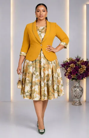 Elegant Printed Flare Dress Blazer Sui