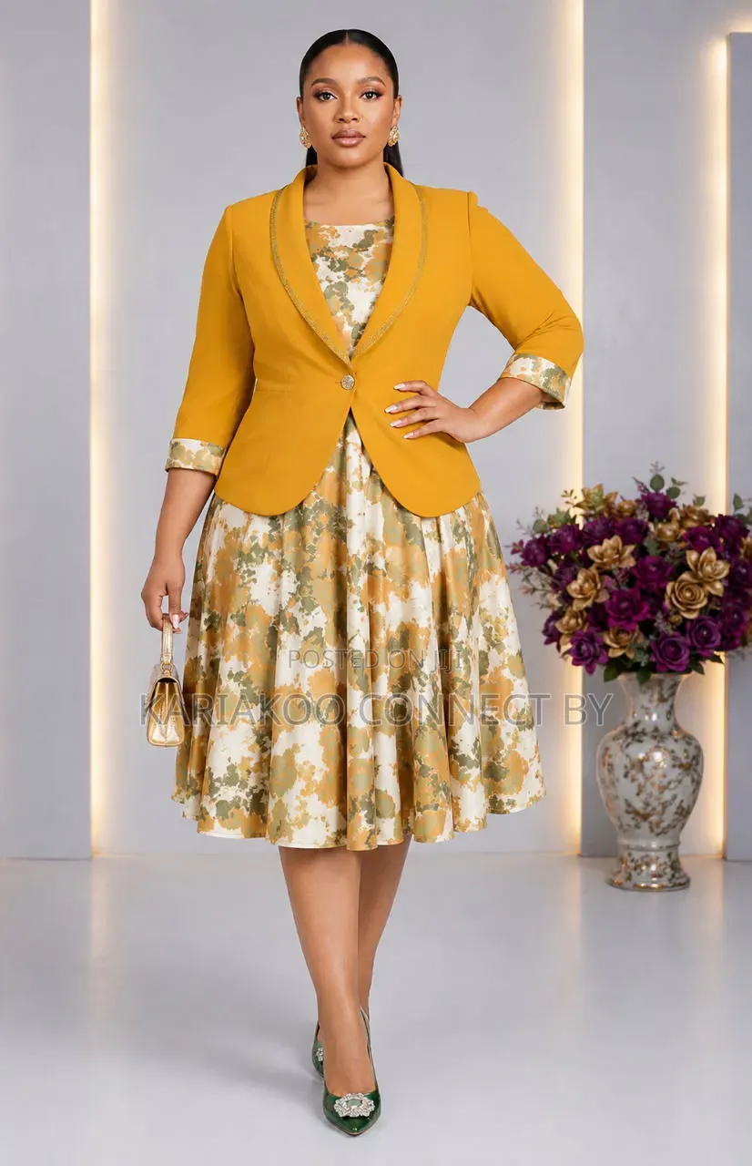 Elegant Printed Flare Dress Blazer Sui