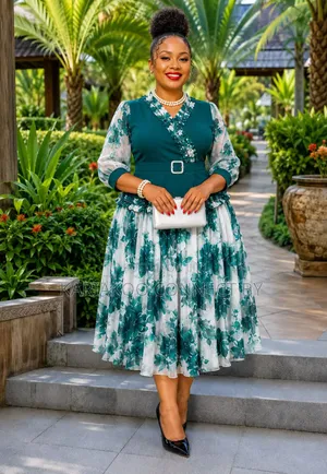 Luxury Floral Chiffon Midi Dress