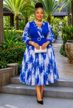 Luxury Floral Chiffon Midi Dress