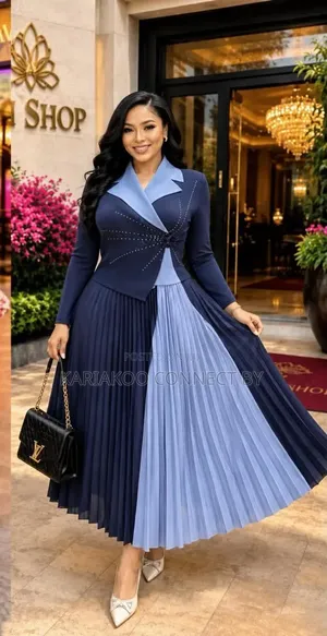 Classy Two-Tone Pleated Dress Collection